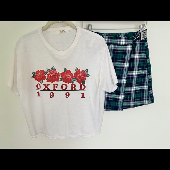 SOLD John Galt Oxford Tee & Plaid Mini Skirt Combo - Picture 3 of 7